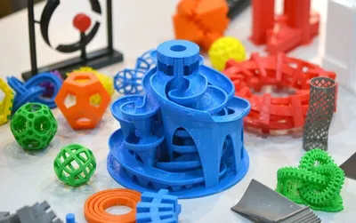 Colourful 3D printed objects made by children